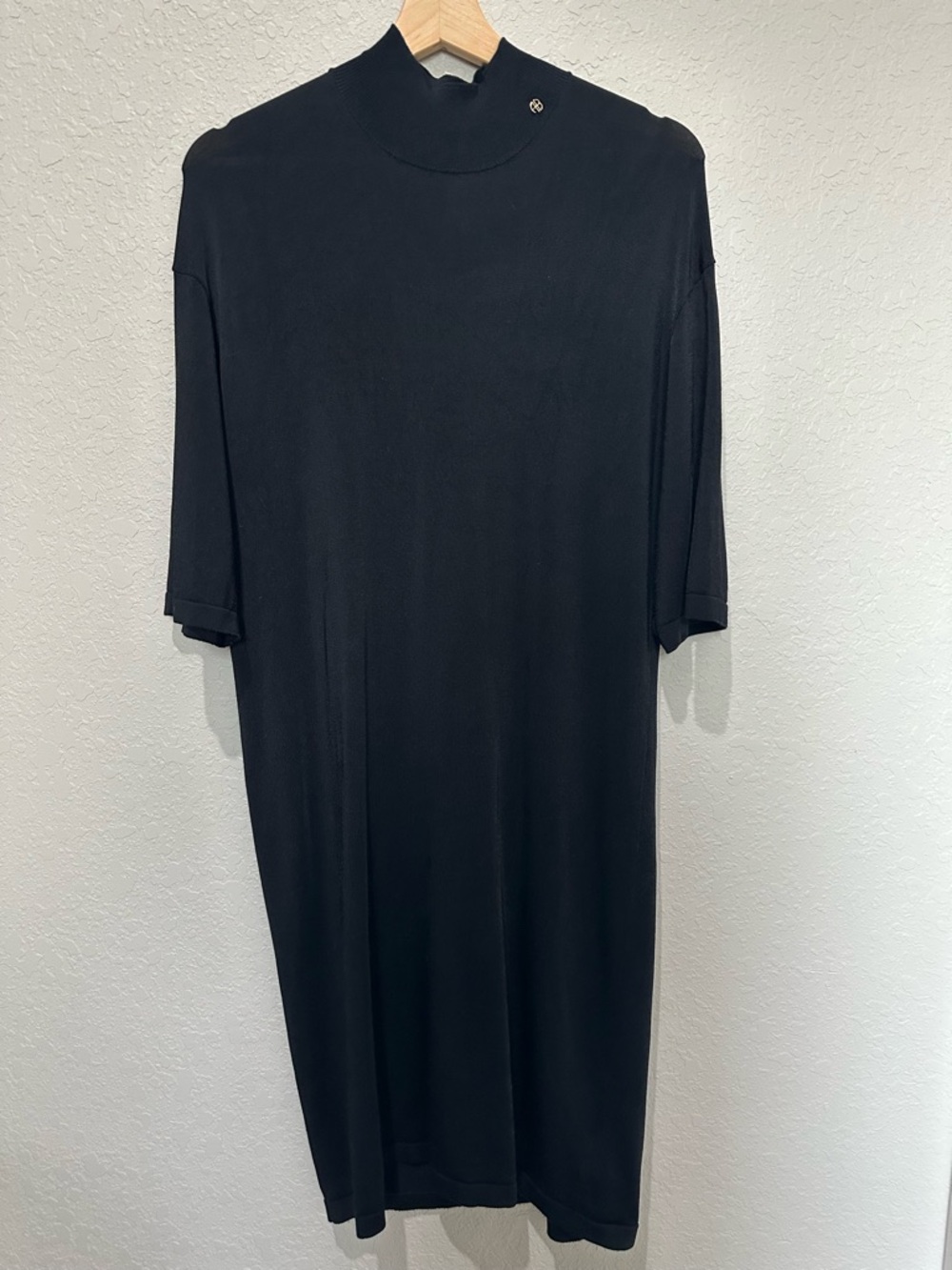 Anine Bing Claudia Black High-Neck Mini Dress - Monogram Detail - Small